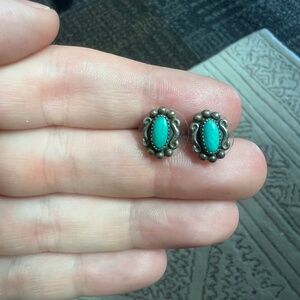 Handmade Turqoise and Silver Studs